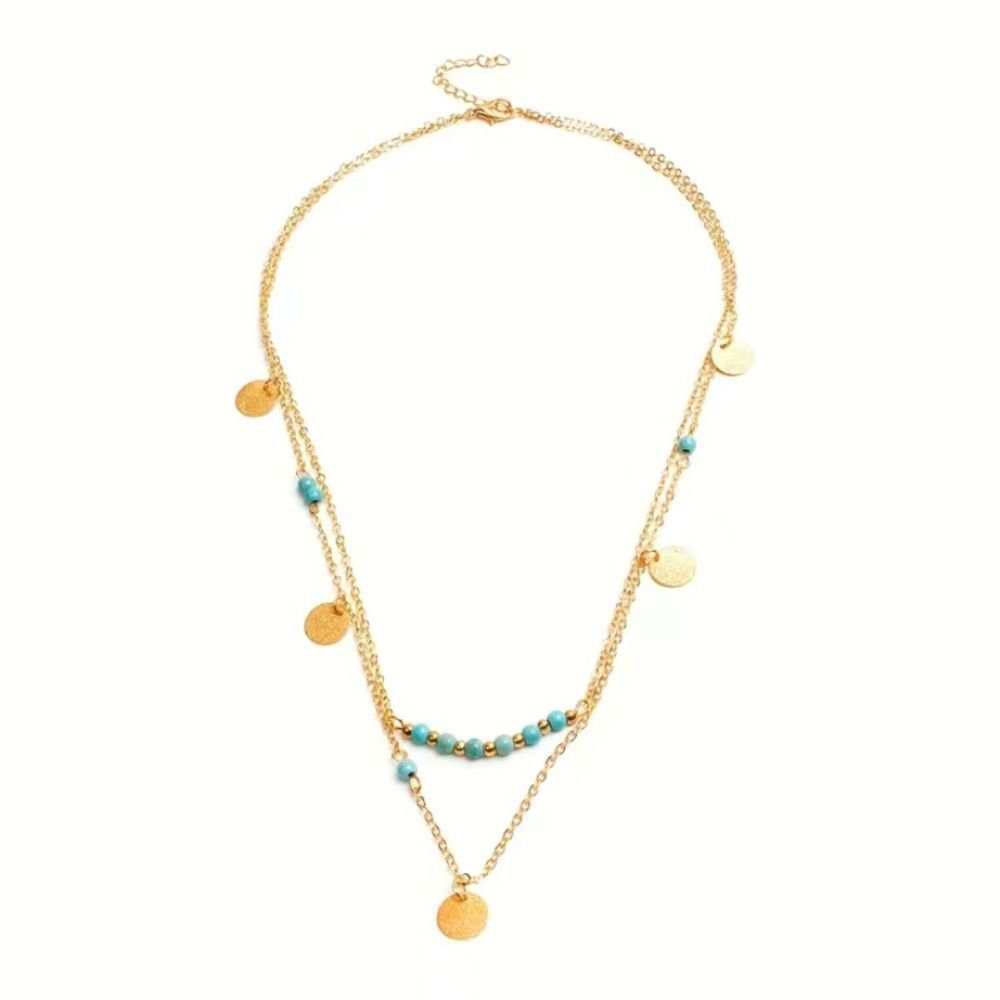 ✨🆕✨Gorgeous ✨ GOLD✨ BoHo Turquoise Layered Necklace🌸✨ - Picture 3 of 8